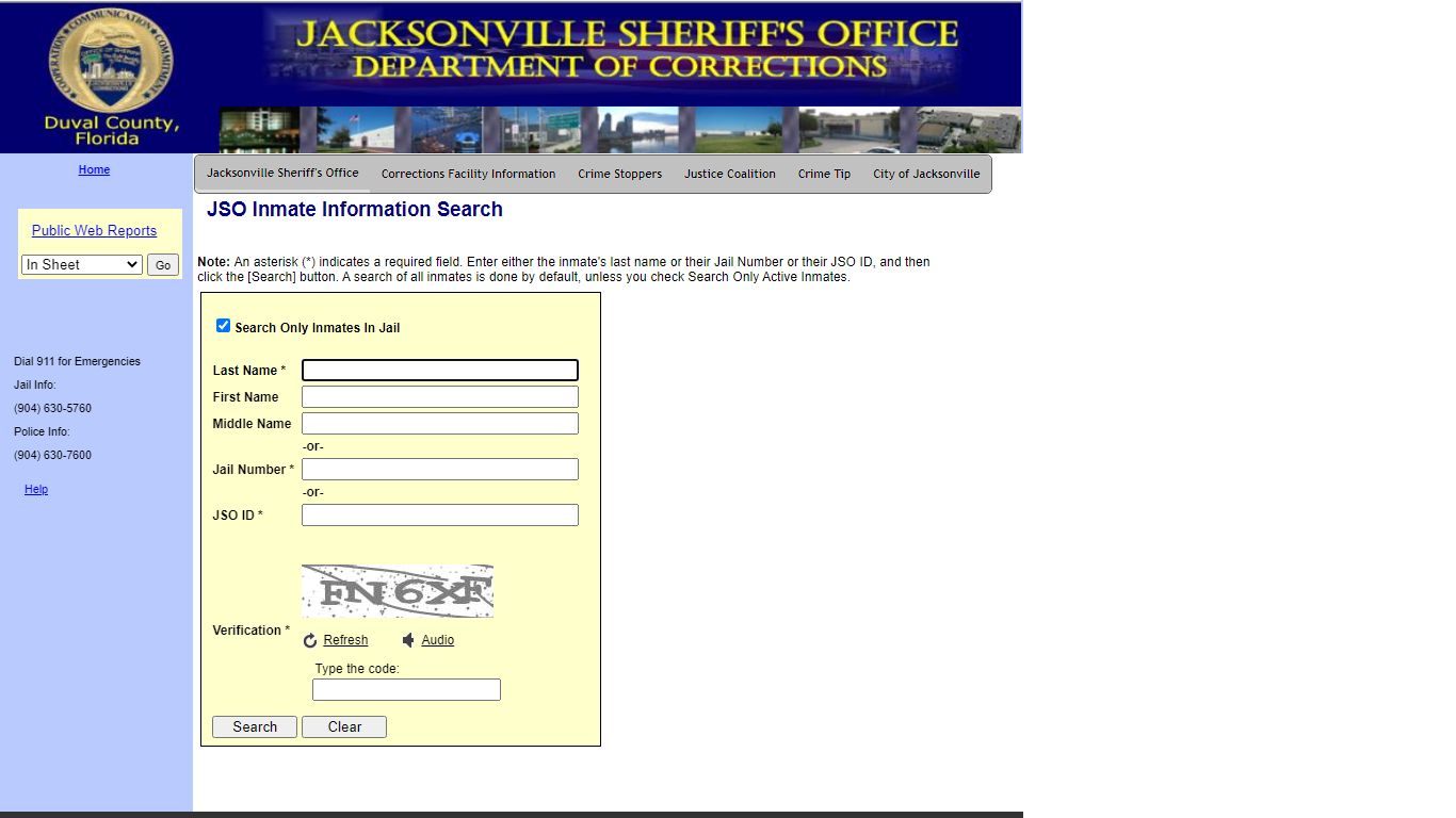 JSO Inmate Information Search - jaxsheriff.org